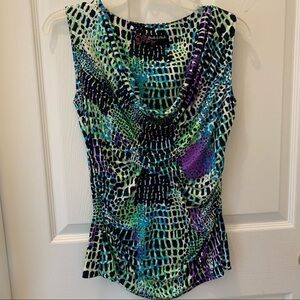 PECK & PECK Bold jewel toned abstract print sleeveless top